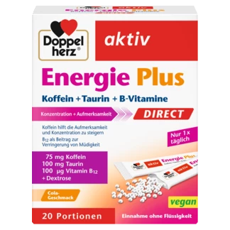 Abbildung der Produktverpackung Doppelherz aktiv Energie Plus DIRECT Frontansicht